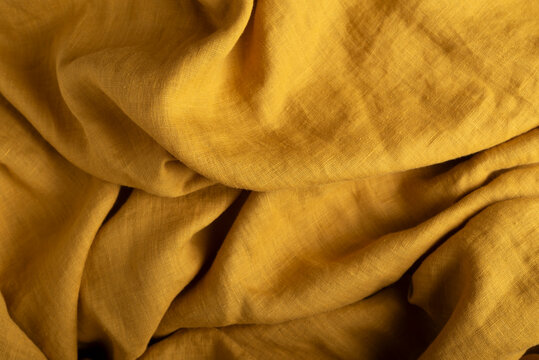 Mustard Yellow Linen Fabric Texture Background