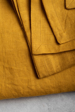 mustard curry yellow washed linen tablecloth