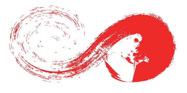 Red grunge brush infinity symbol, hand painted endless loop sign