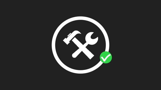 Minimalistic motion graphic of a progress bar loading with service tools icon.