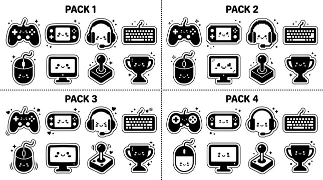 Cute Gaming Icons Sticker Pack Collection for Digital and Print