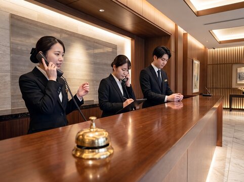 丁寧なホテルサービスを提供するプロの日本人受付スタッフ