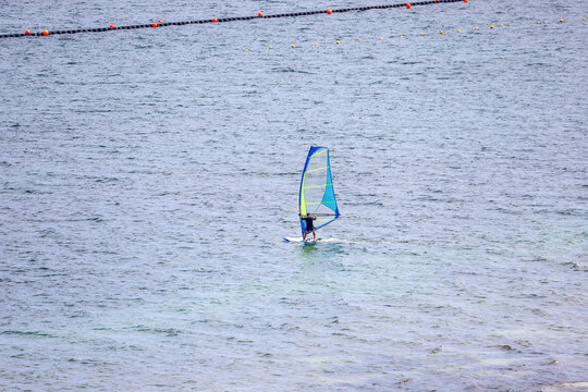 Windsurfing in Puerto Morelos Mexico Clear Blue Ocean Waters.