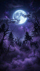 Fototapeta premium Full moon with spooky trees