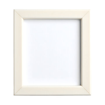 Empty picture frame with a clean white border and classic rectangular shape isolated for professional design use on transparent background