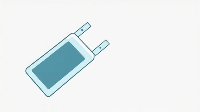 Blue Rectangular Icon with Two Tabs Forming on White