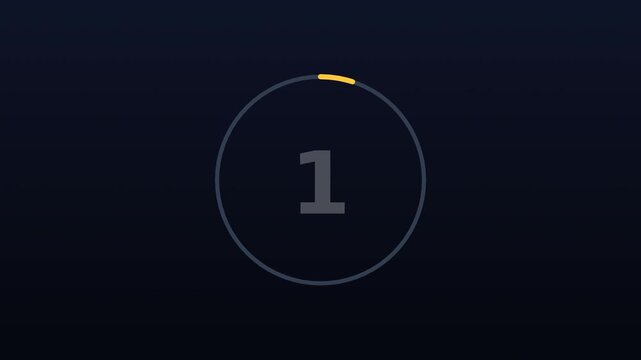 Countdown timer from 5 to 1 with circular progress, dark background