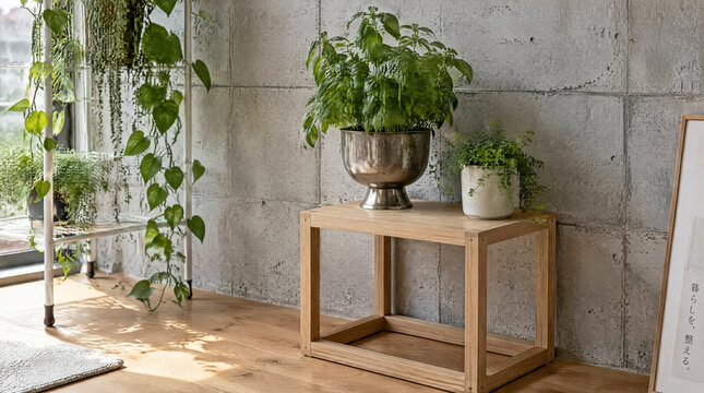 観葉植物が飾られたおしゃれな室内