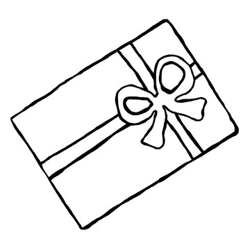 gift box with bow - hand-drawn doodle style