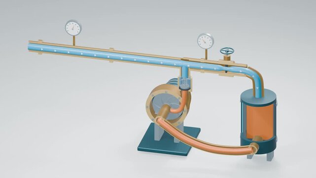 Process Pump Backpressure - 3D Cross Connection Animation