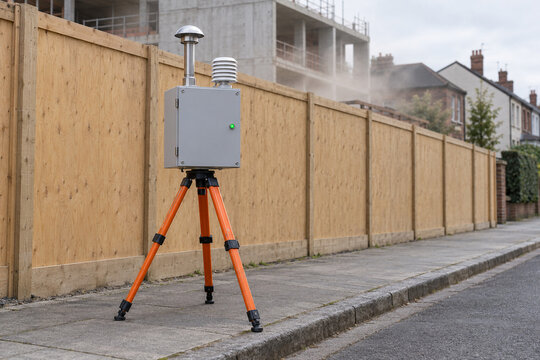 Construction Site Dust Monitor Protecting Nearby Residential Street