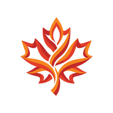 Stylized maple leaf logo design with flowing red and orange lines on a white background, representing nature, autumn, or Canadian identity.