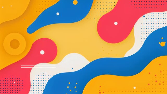 Abstract Organic Shapes: A vibrant and dynamic abstract composition featuring a playful interplay of organic, flowing shapes in a cheerful color palette of yellow, blue, and red.