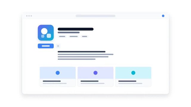 Abstract illustration of a user profile interface within a web browser window, showing placeholder content and design elements.