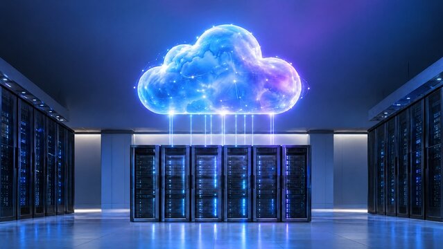 Cloud computing technology concept in a modern data center