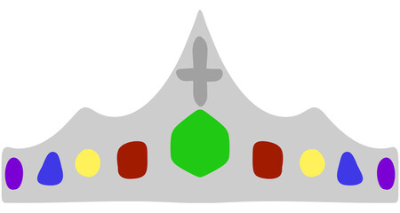 Silver Royal Crown with Colorful Jewels Simple Illustration © Haley