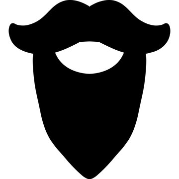 Black Mustache and Full Beard Silhouette Simple Illustration
