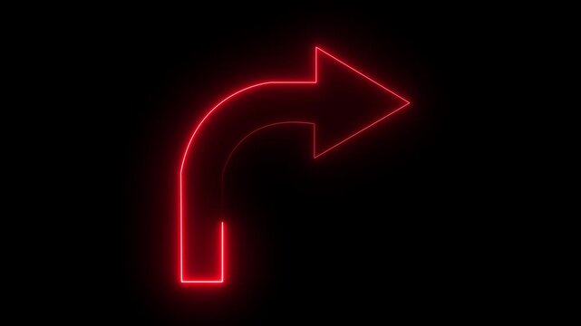 Animation Arrow right Symbols on Black Background. Animated read arrow from top to bottom on black background