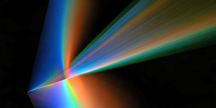 Abstract Rainbow Light Spectrum with Futuristic Prism Beams, ai generated