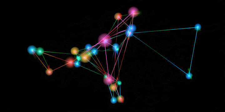 Abstract Glowing Constellation Network Node Graphic, ai generated.