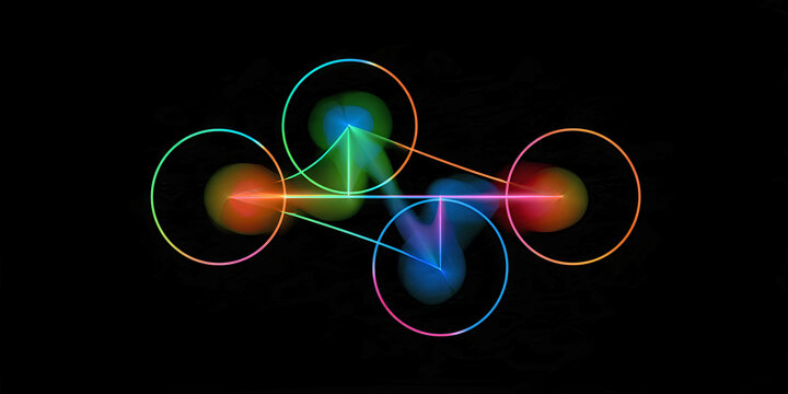 Abstract Glowing Constellation Network Node Graphic, ai generated.