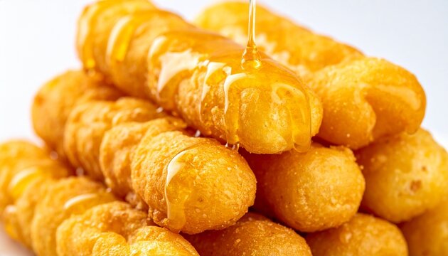 Sweet honey fried dough sticks. Chak chak traditional asian dessert pastry topped with sweet syrup.
