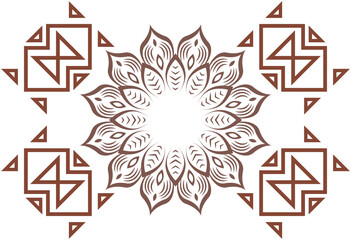 Patterns, Intricate Brown Floral Design with Geometric Accents © MdSelim