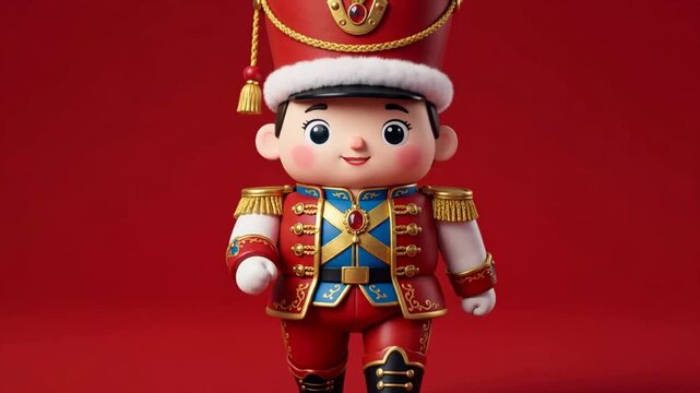 Cute Nutcracker Soldier Character Marching Gently in Place