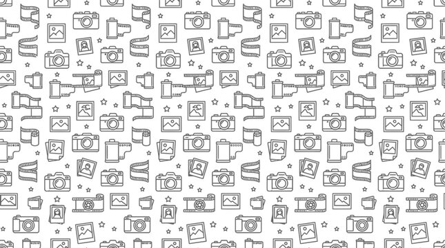 Retro camera and photo pattern
