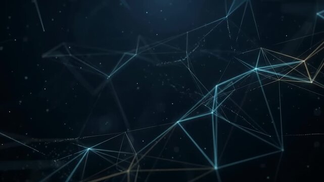 Abstract Network Connections in Dark Studio Illuminated Lines and Nodes