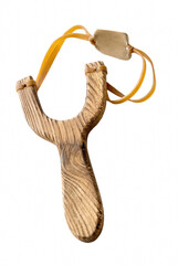 Classic Wooden Slingshot with Rubber Bands and Leather Pouch © Khalilur