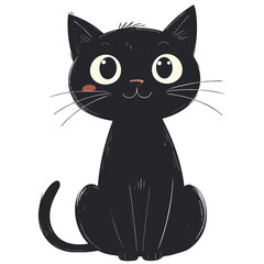 Cute Black Cat Halloween Illustration © Angélica D.