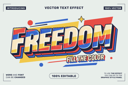 Editable Freedom Retro Text Effect for Poster Branding and Apparel Design