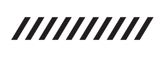 Minimalist black slanted lines background pattern. Geometric abstract parallel diagonal stripes graphic vector artwork design. Simple seamless caution hazard warning tape border template. © Gazi