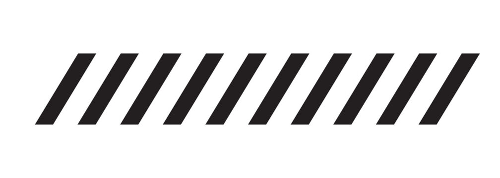 Minimalist black slanted lines background pattern. Geometric abstract parallel diagonal stripes graphic vector artwork design. Simple seamless caution hazard warning tape border template.