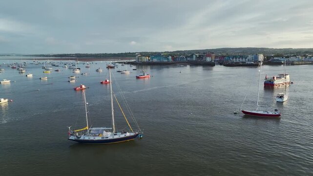 Exmouth and River Exe Dawlish Warren from a drone, Devon, England, United Kingdom