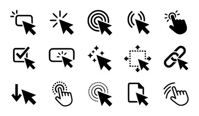 Fototapeta premium Dynamic Mouse Click Effects and Pointer Interaction Black Icons