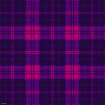 A vibrant purple and pink plaid pattern with a pixelated texture for a bold, retro feel.