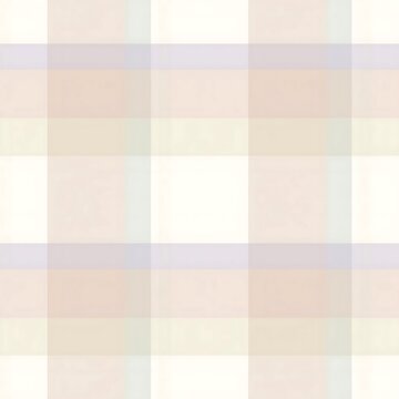 A muted pastel plaid pattern with soft, horizontal and vertical stripes forms a gentle background.