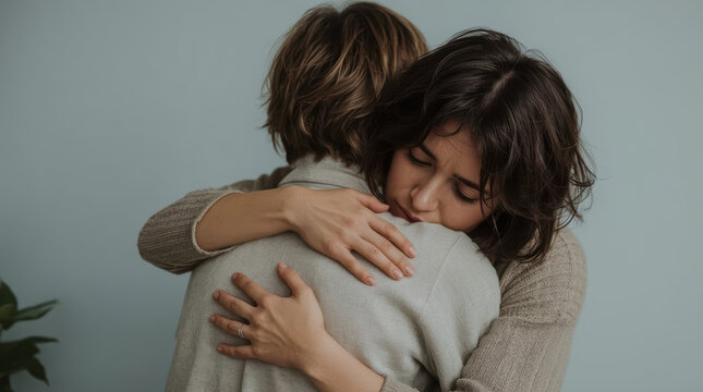 Person comforting loved one with gentle hug, offering solace and emotional support