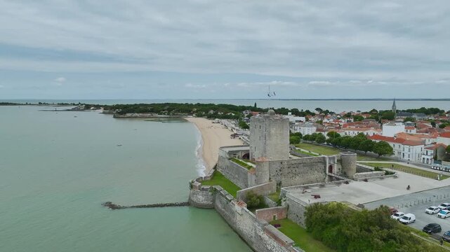 Castle Fouras from a drone, Fouras-les-Bains, Charente-Maritime, Nouvelle-Aquitaine, France