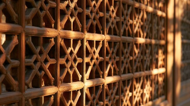 Ornate Wooden Lattice Detail of Traditional Peranakan Shophouse Architecture