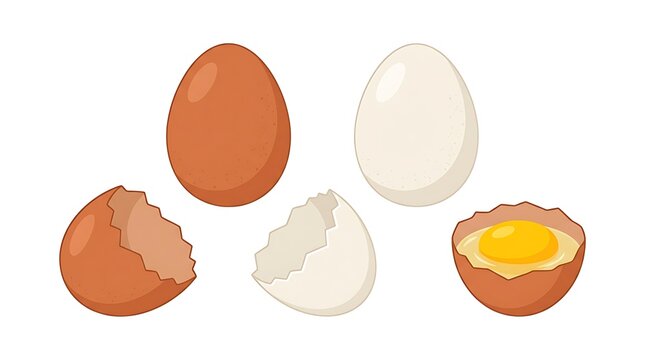 Fresh Eggs Illustration with Crack and Sunny Side Up