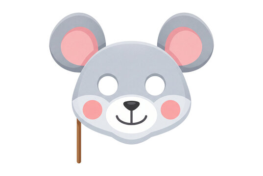 Cute Grey Mouse Paper Mask Illustration for Children Costume Parties and Playtime Activities