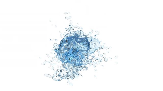 Water droplet splashing in zero gravity space - 60 fps, 4K Pro Res with mask pass