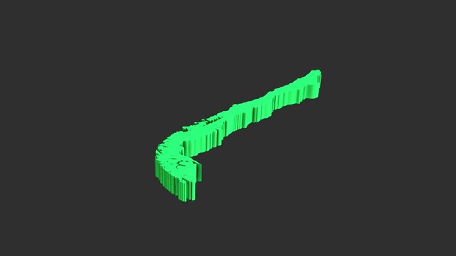 Rotating green 3D map of Chile country motion footage clip
