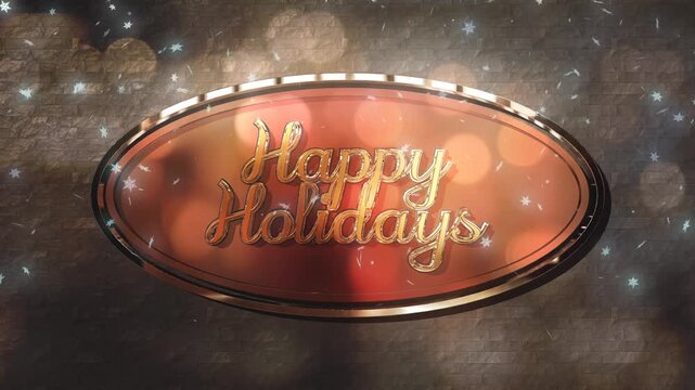 Cinematic 3D Metal Happy Holidays Typography in Sparkling Snowfall