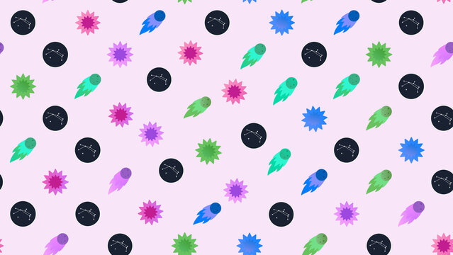 Space pattern with comets and constellations