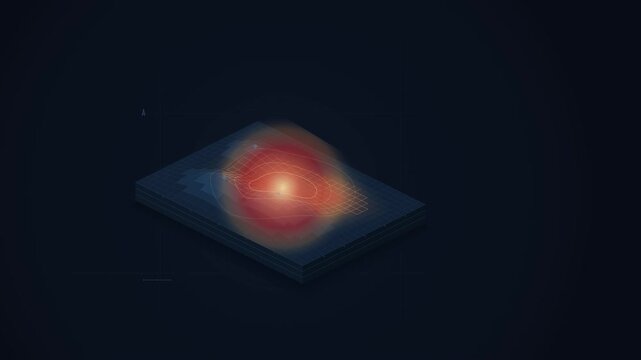 Atmospheric Heat Map Animation: Organic Heat Propagation Across Topographic Terrain Slab