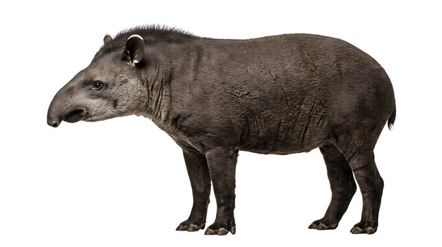 South American Tapir standing profile isolated on transparent background